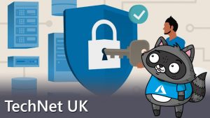 An image illustrating Azure Security Center, next to a picture of Bit the Raccoon.
