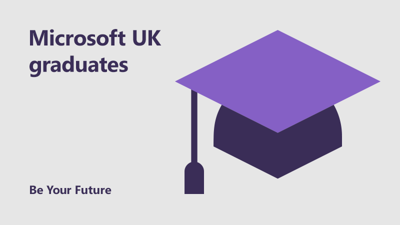 Featured blog image showing mortar board and the words Microsoft UK graduates