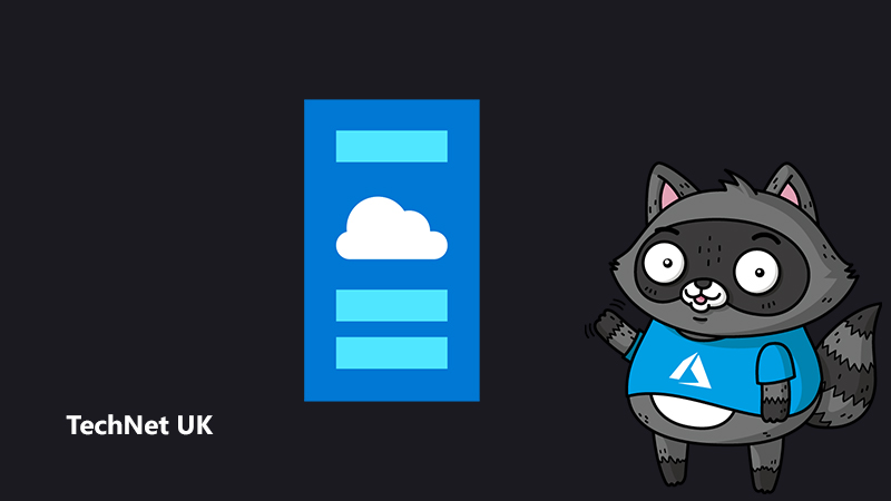 An illustration representing serverless computing, next to an image of Bit the Raccoon.