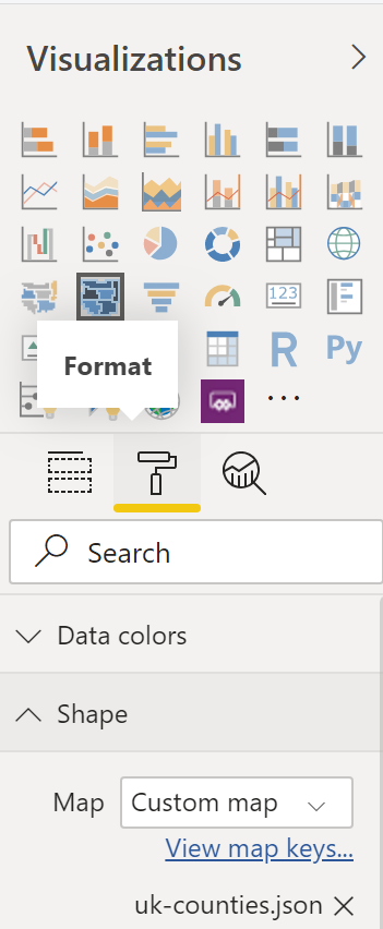 The Format tab in the Visualizations pan