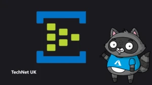 An image representing Azure Event Hubs, next to an illustration of Bit the Raccoon.
