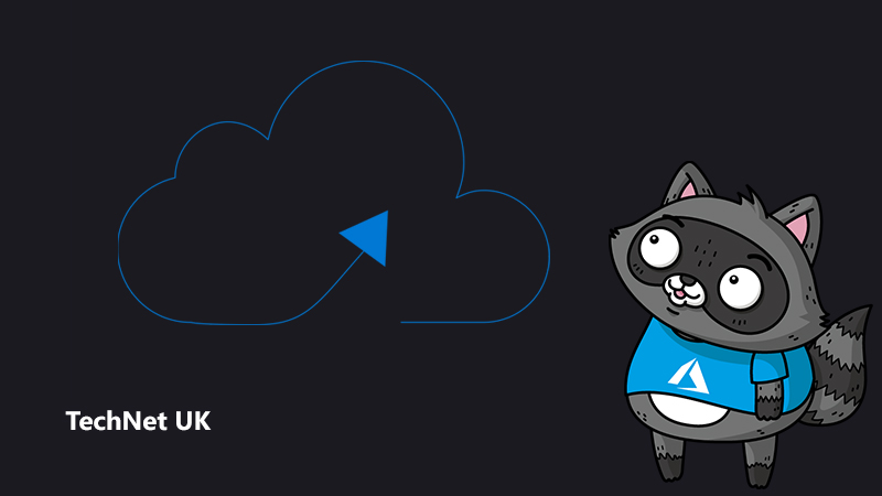 An illustration of a cloud, next to an illustration of Bit the Raccoon.