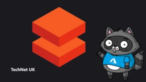 An image representing Data Bricks, next to an illustration of Bit the Raccoon.