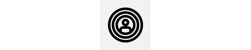 A person's silhouette within three concentric circles, resembling a target or radar.