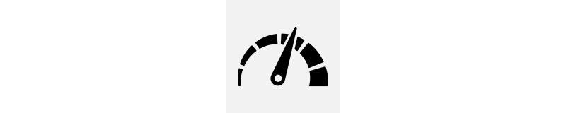 A speedometer or gauge with the needle pointing high, indicating fast speed or high performance.