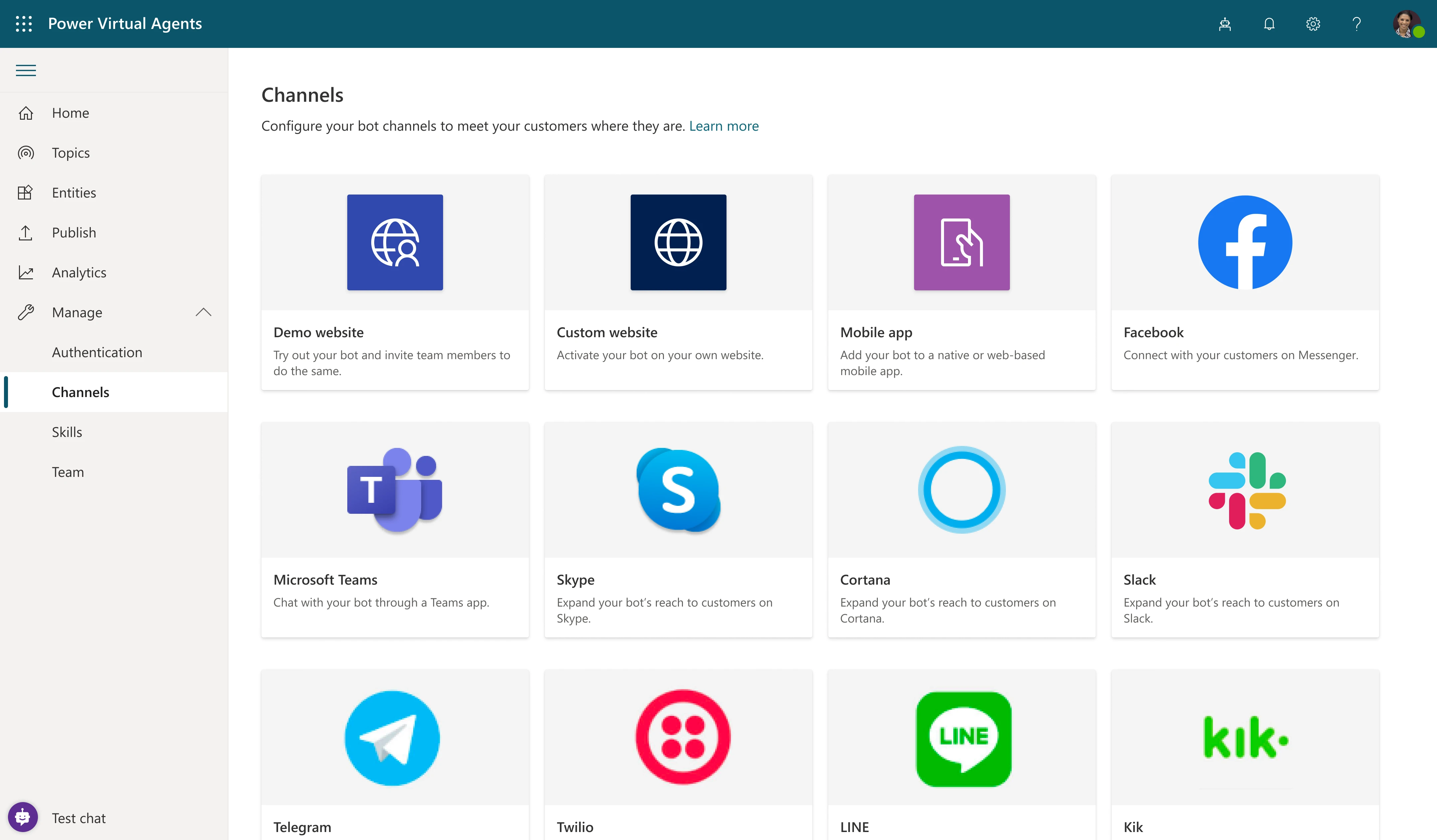 Channels screenshot