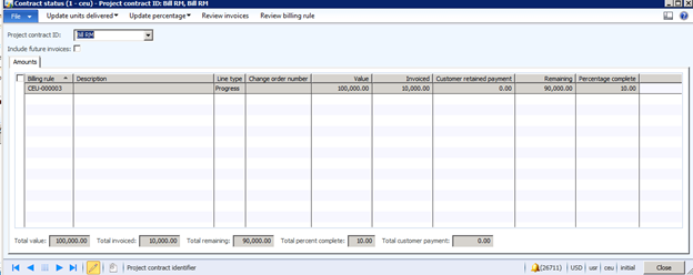 Contact status form.