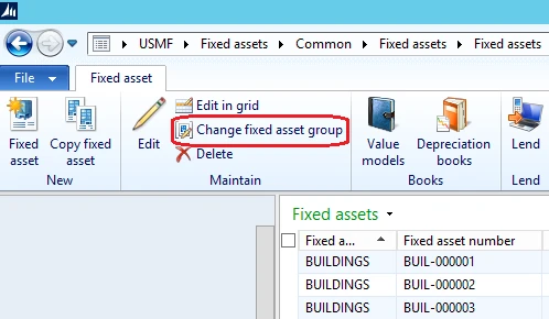 The path of change fixed asset group.