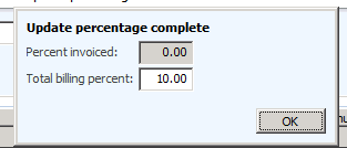 Update percentage complete.
