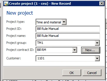 Create project. New record.