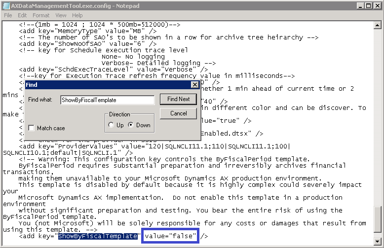 Searching the file for show by fiscal template.