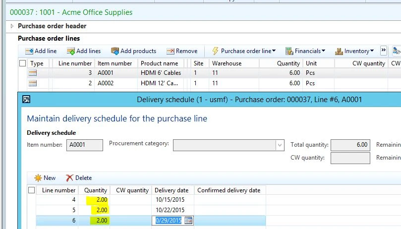 Creating a delivery schedule.