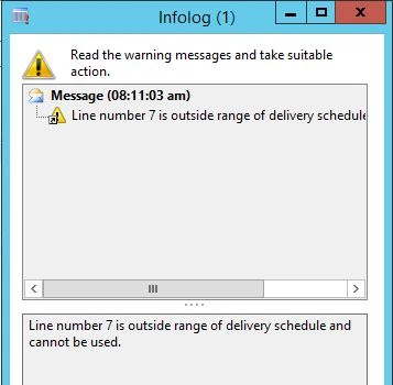 Infolog warning message.