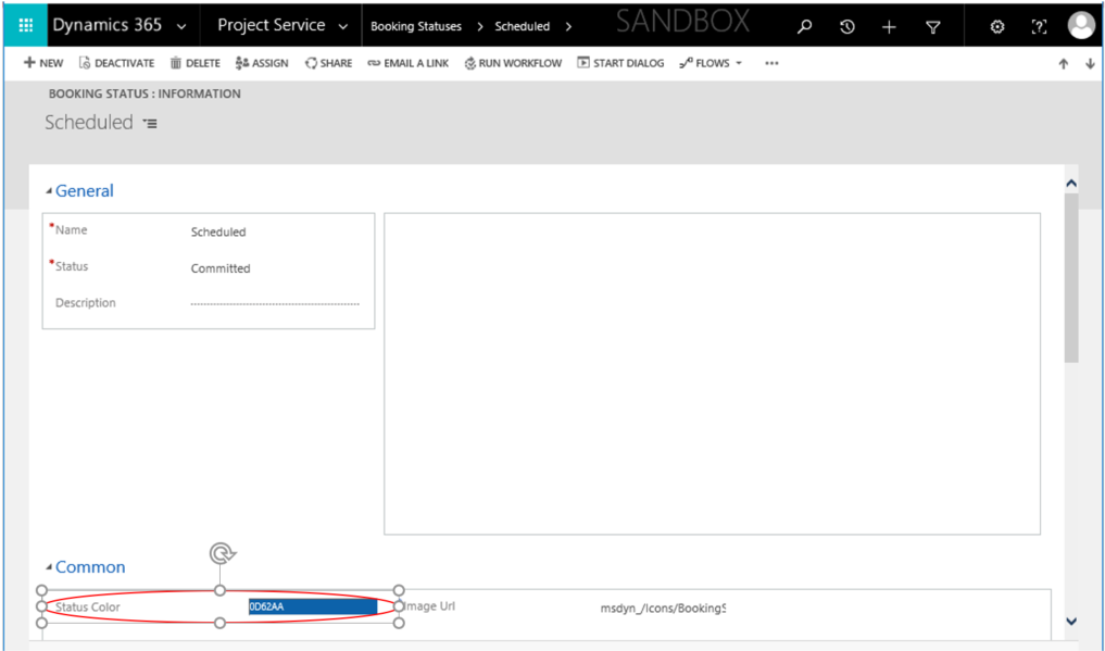 Set the Status Color field on Booking Status entity