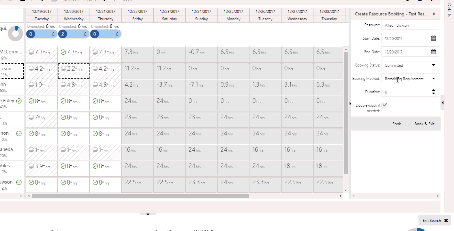 Duration change when user changes booking method