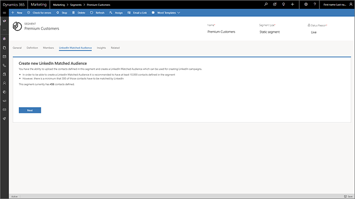 Create a LinkedIn Matched Audience