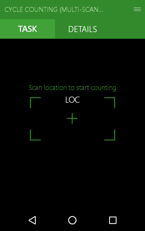 Scanning screen in Demo Mode
