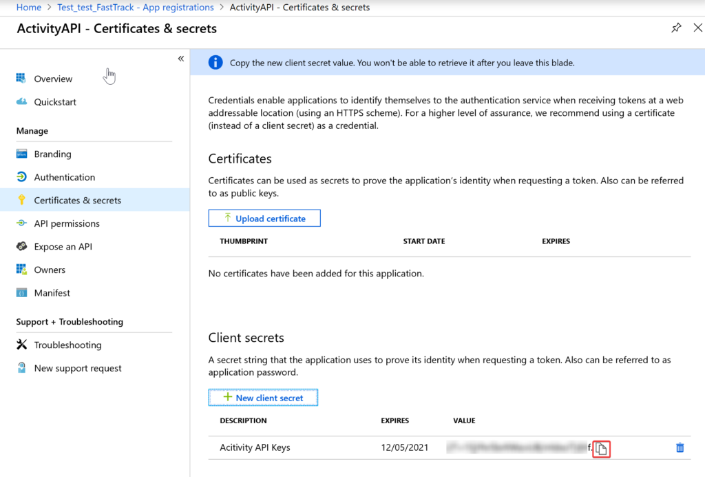 App Registration step 10
