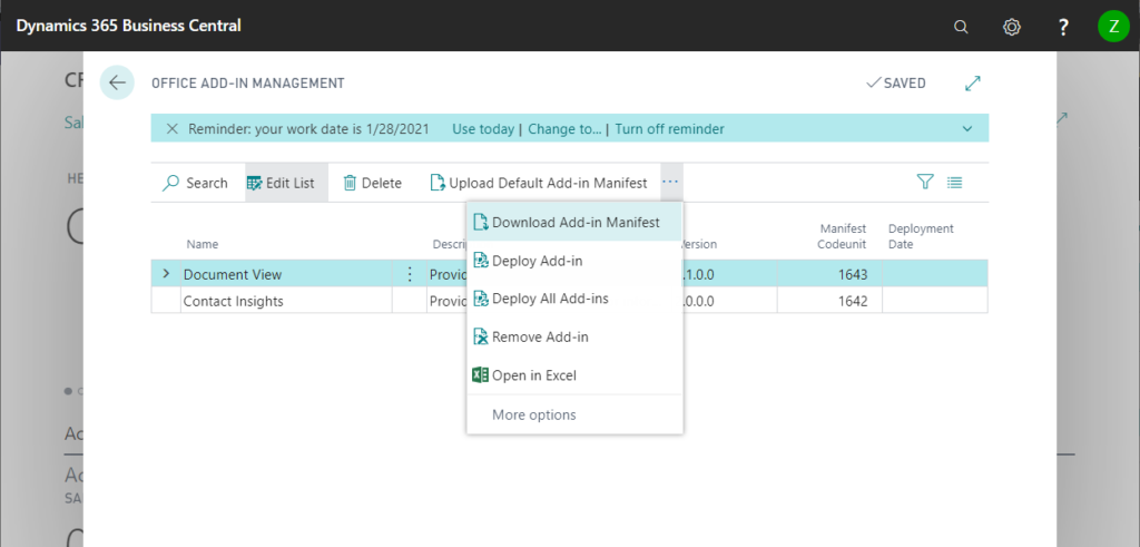 Downloading add-in manifest file