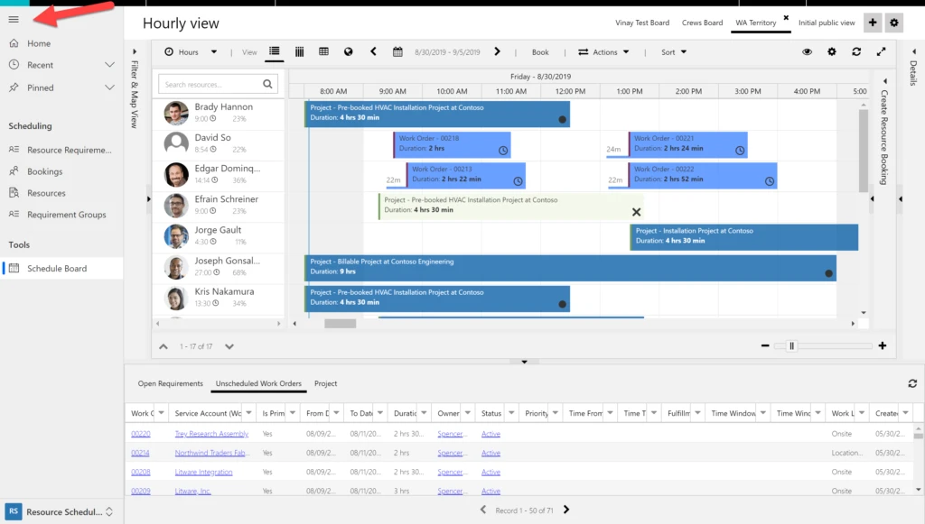 Board before collapsing dynamics menu bar