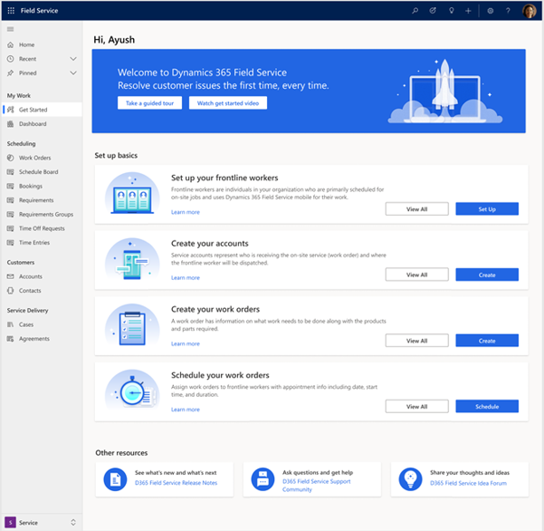 Streamlined experience to help administrators get started with Dynamics 365 Field Service