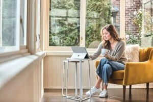 A woman sitting in a chair