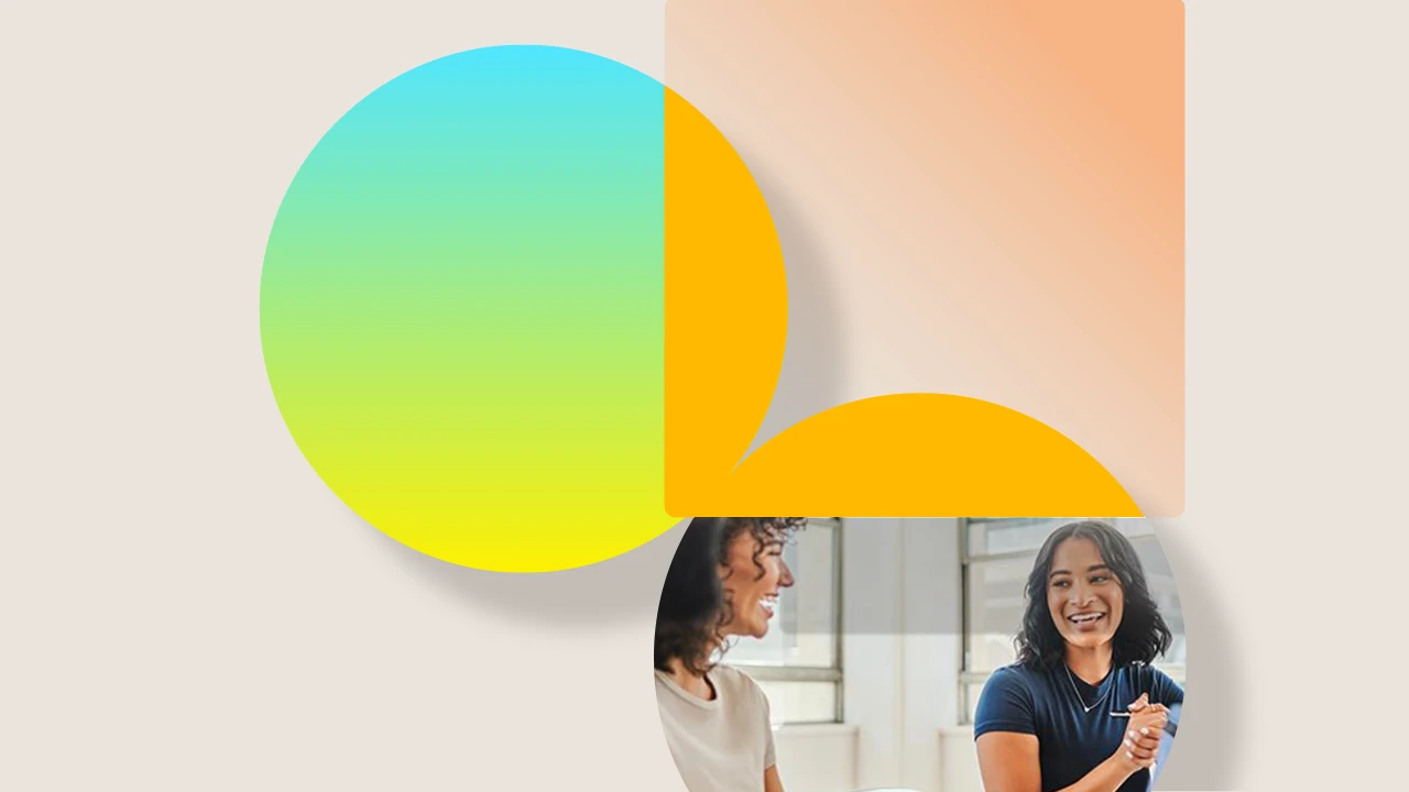 An abstract image featuring two business owners working together