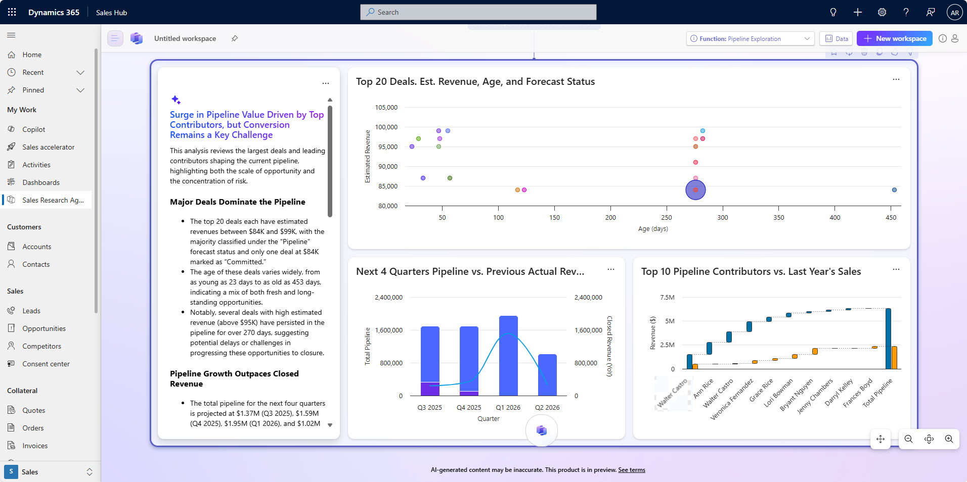 Screenshot of Sales Research Bench