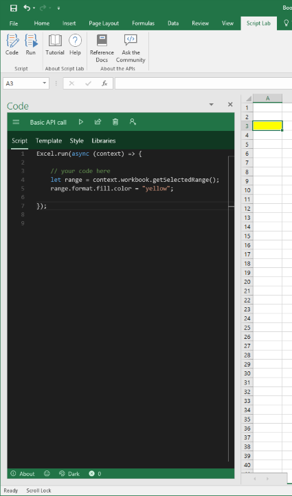 Screenshot of Script Lab interface