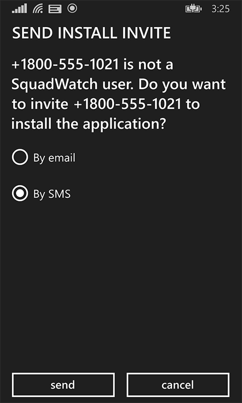 Screenshot of Send Install Invite