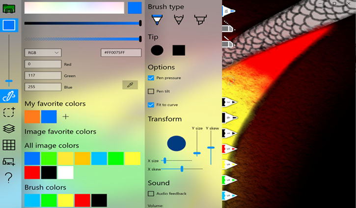 Sketch Pal Screenshot detailing many of the tools within the app