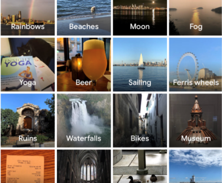 Google Photos provides tappable labels.