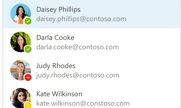 Outlook suggesting people