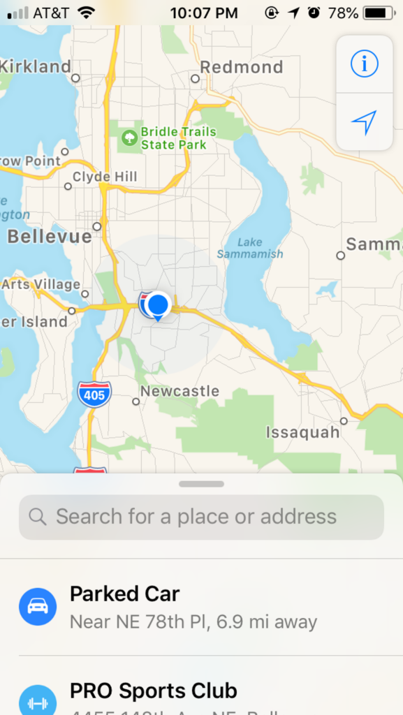 Apple Maps routing to your parked car.