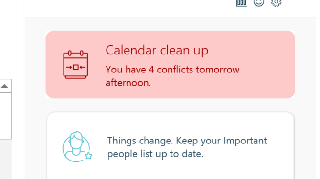 MyAnalytics suggests Calendar cleanup.
