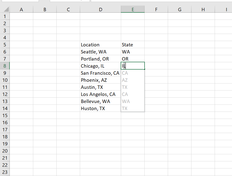 Excel Flash Fill's on-canvas interaction