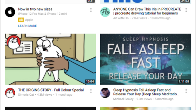 YouTube updates the user’s home page with similar videos