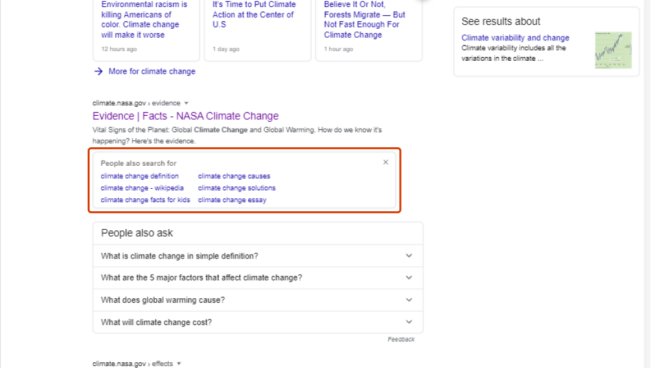 Google Search updates page after user follows a link.