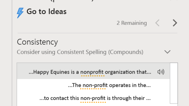 PowerPoint Editor suggests writing improvements