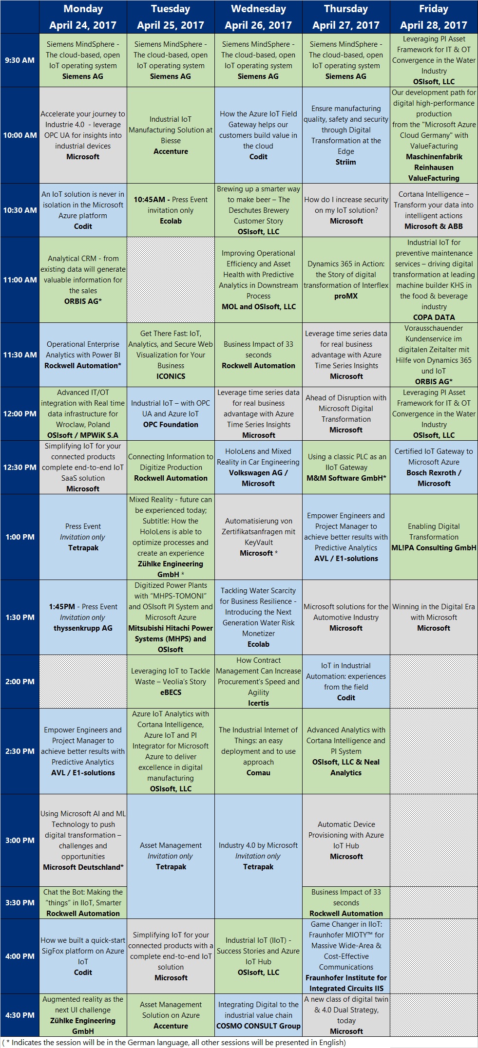Hannover Messe Theater Schedule