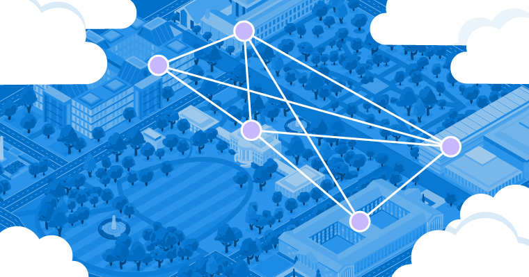 Graphic of city showing how buildings are connected