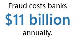 Fraud costs banks $11 billion annually.