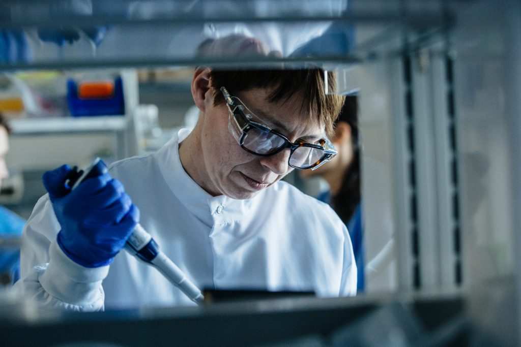 Close-up of woman working in a medical laboratory