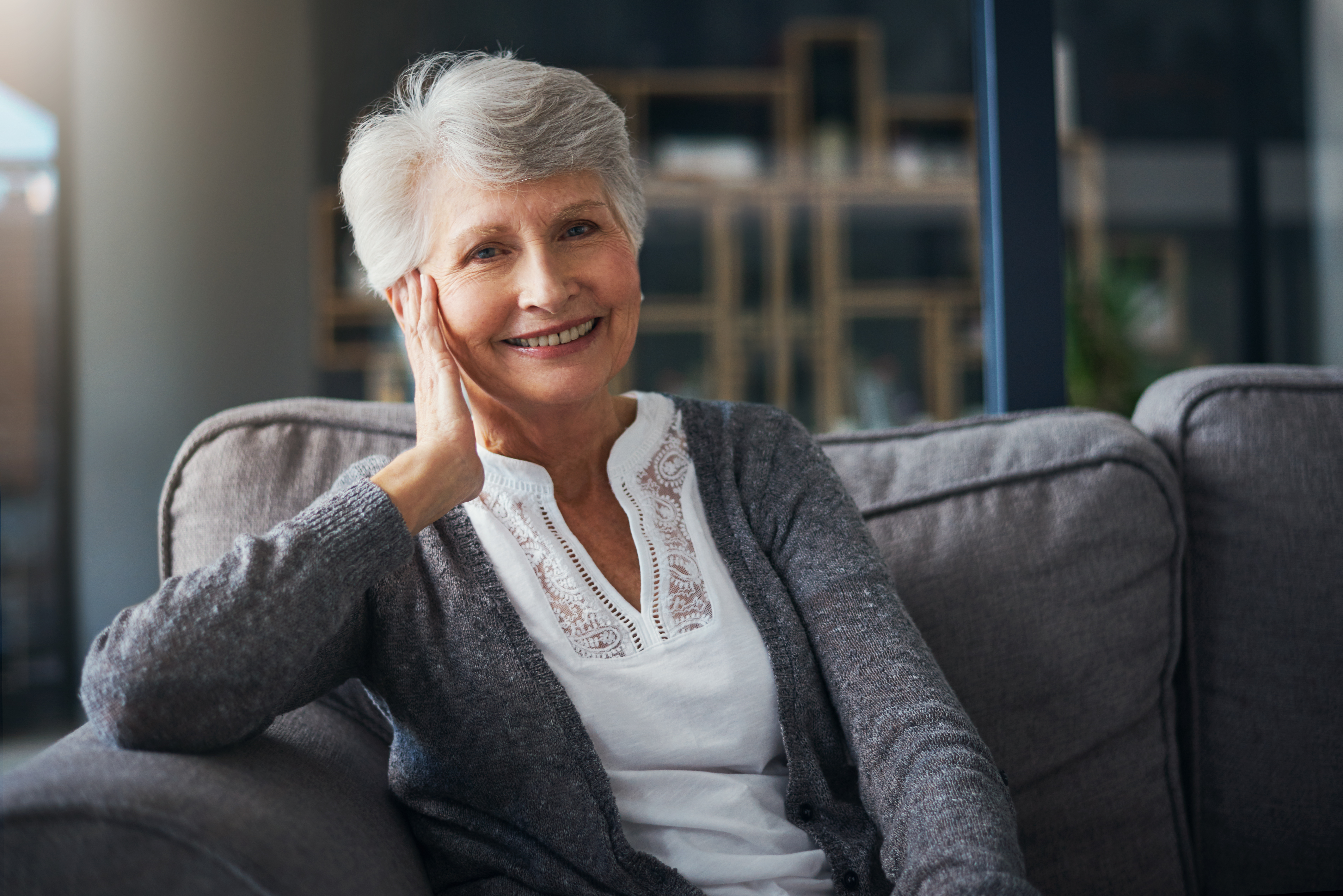 Portrait of a senior woman relaxing on the sofa