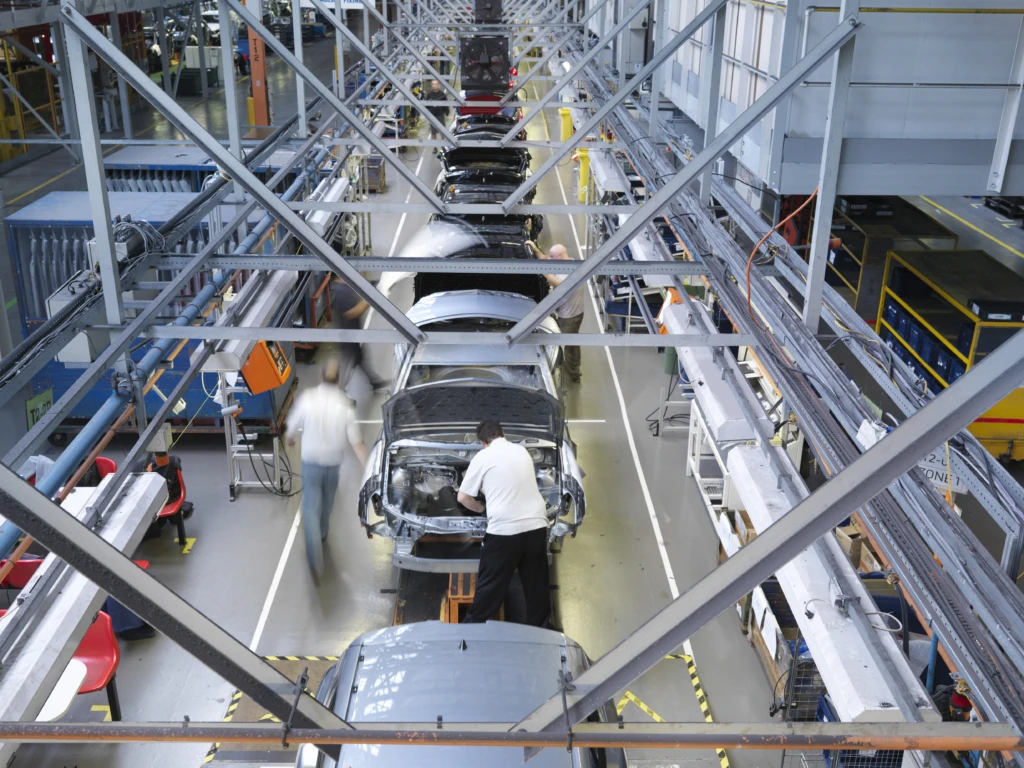 Car Plant Production Line From Above