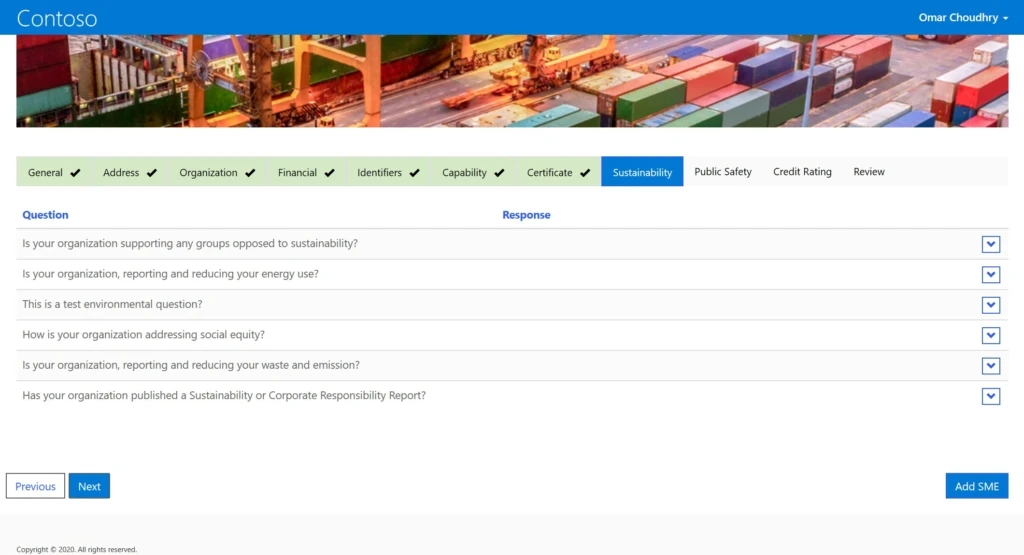 screenshot of contoso page