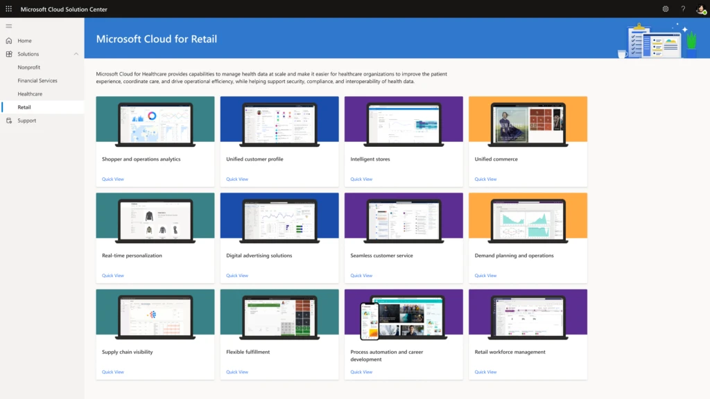 Figure 8: Microsoft Cloud for Retail in Solution Center