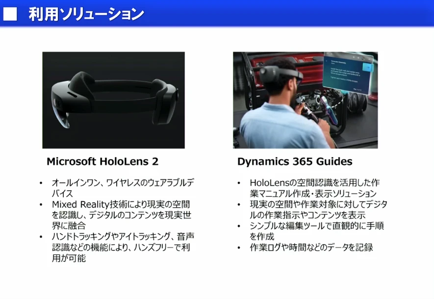 利用ソリューション Microsoft HoloLens 2、Dynamics 365 Guides