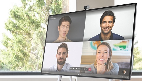 Ein Bildschirm mit einer virtuelen Meeting in Microsoft Teams wird gezeigt