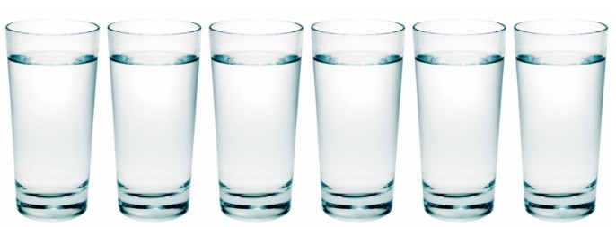 A photo of several glasses of water